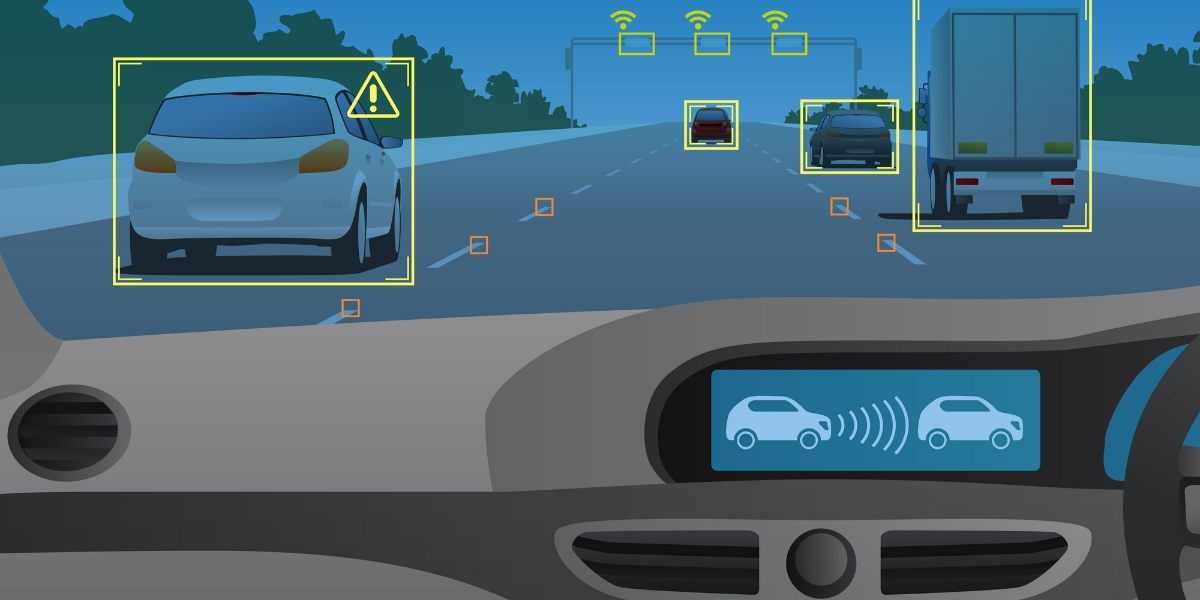 An autonomous vehicle sensing objects in its environment